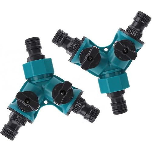 2 Pcs Garden Tap Tuyau Connecteurs Splitters Y Type Water Diverter Valve 2 Way Plumbing Fittings Hozelock Connector Compatible Machine à laver Tuyau Conn