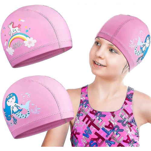 2 Pièces Bonnets De Bain Pour Enfants, Tout-Petits, Enfants, Garçons Et Filles, Bonnet De Bain Imperméable Pour Enfants Pour Cheveux Longs Et Courts 
