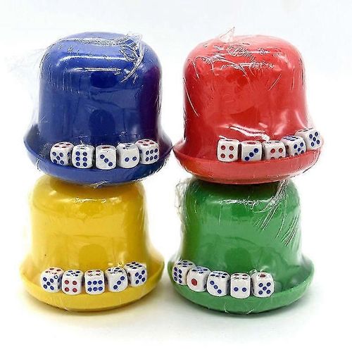 Plastic Poker Dice Cup Set avec plateau Lid 6 Dices Shaking Cup Jeux à boire Bingo Dices Set Night Bar Game Poker Chips Dicecup
