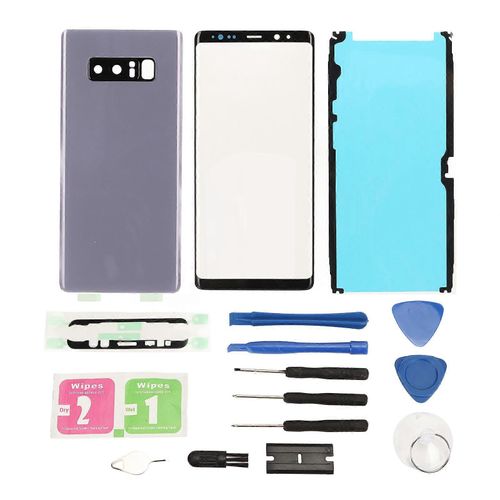 Kit De Remplacement De Couvercle En Verre Arrière Pour Samsung Galaxy Note 8 Kit De Réparation De Couvercle En Verre Extérieur Avant Violet