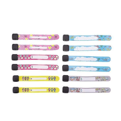 12 Pcs Child Safety Id Wristband, Bracelet Avec Stylo Enfants Bracelet D¿Urgence, Imperméable À L¿Eau Réutilisable Pour Les Garçons Filles