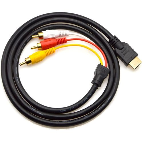 Câble Hdmi vers Rca 5ft / 1.5m Hdmi Mâle vers 3-rca Vidéo Audio Av Composant Convertisseur Câble Adaptateur Câble