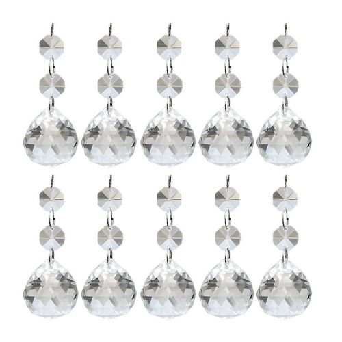 10Pcs Crystal Balls Chandelier Prisms Pendants Teardrop Crystal Strands