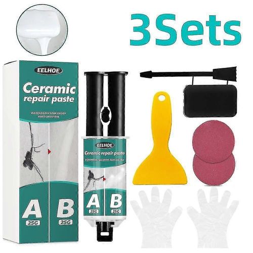 3set Ab Carrelage Réparation Agent Pâte Sol Toilette Salle De Bain Lavier Tuile Réparation Pour Fibre De Verre Porcelaine En Céramique Fix Fissure Réparation Colle