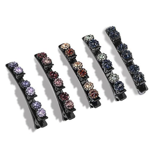 5pcs Sparkling Crystal Stone Tressé Hair Clips, Tressé Hair Clips Hair Barrettes, Strass Hair Clips