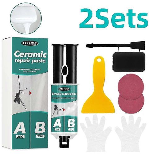 2x Ab Carrelage Réparation Agent Pâte Sol Toilette Salle De Bain Lavabo Tuile Réparation Pour Fibre De Verre Porcelaine En Céramique Fix Fissure Réparation Colle
