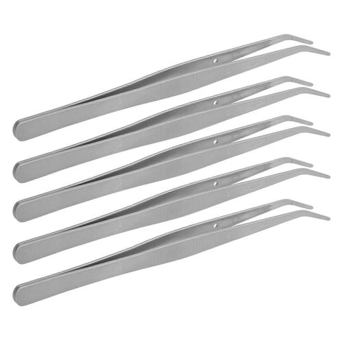 5pcs Pince À Épiler Courbée En Acier Inoxydable Positionnement Pince À Épiler Accessoires Machine À Coudre 