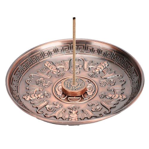 Porte-encens Cinq Bénédiction Plaque Bâton Brûleur Stand Violet Bronze Zinc Alliage Accueil Culte