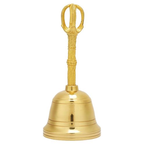 Populaire Cloche À Main En Laiton Pur Cloche Bouddhiste Feng Shui Instrument Taoïste 4,5 Pouces Hochet