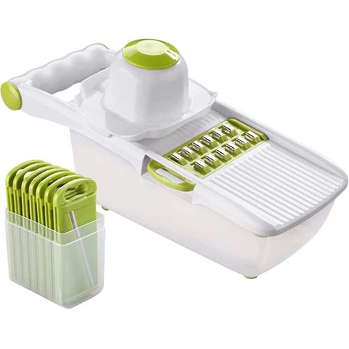 Trancheuse, trancheuse de fruits et légumes 8 en 1, coupe-légumes multifonction, acier inoxydable interchangeable avec récipient alimentaire, protecteur de main, Julienne Sl
