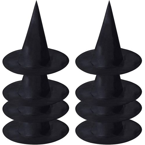 Halloween Witch Hat Set De 6 Enfants Adultes Magicien Chapeau Pointu Déguisement Cosplay Drôle De La Toussaint Jour Mascarade Black Velvet (Une Taille, Pack De 8)