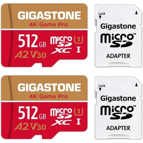 Lot De 2 Cartes Mémoire Micro Sd 512 Go 4K Game Pro, Pour Nintendo-Switch, Gopro, Caméra D'Action, Dji, Vidéo Uhd, R/W Jusqu'À 100/60 Mo/S, Uhs-I U3 A2 V30 C10[L578]