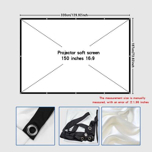 Rideau D'écran De Projection Blanc Doux,Tissu De Projection Directe,Rideau De Salon,Pliable Pendant La Journée,Simple,Maison,Bureau - Type 150 Pouce