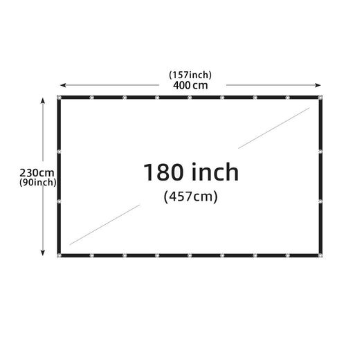 Écran de projection pliable portable,haute densité,blanc,moins de plis,écran de projection doux,intérieur et extérieur,16:9,60-200 pouces - Type 180 pouces