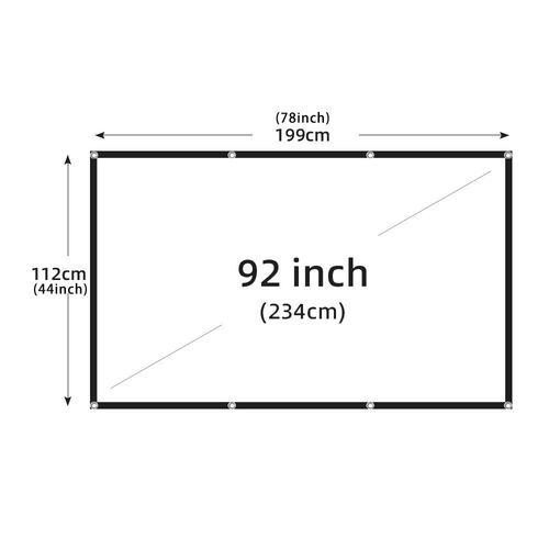 LEJIADA-Écran de projection pliable,écran de projection portable,film en plein air,blanc,anti-pli,doux,haute densité,60-200 pouces,16:9 - Type 92 inch #B