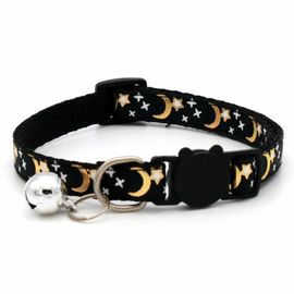 Collier De Chat Doré Étoiles Et Lune Avec Cloche,Structure De Sécurité Coulée - Type Black