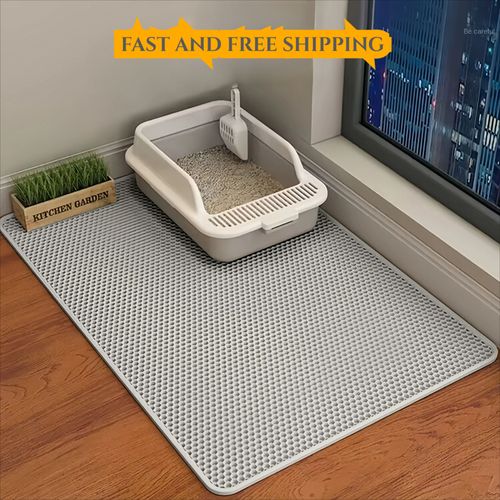 Polymères De Litière Double Couche Pour Chat,Grand Bac À Sable,Imperméable,Antidérapant,Filtre,Produits Pour Chats - Type Grey-75x55cm