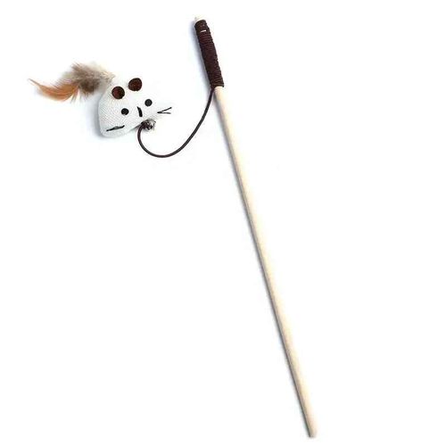 Baguette En Bois Colorée Avec Plumes Pour Chat Et Chaton,Jouet Coule Et Amusant Pour Animal De Compagnie,1 Pièce - Type Triangle #B