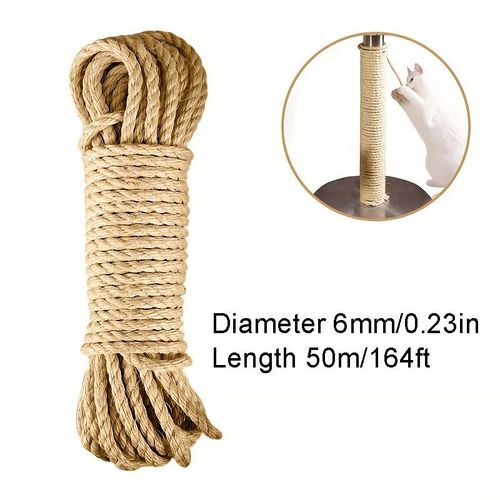 Corde À Gratter En Sisal Naturel De 33/66/164 Pieds Pour Chat,Arbre,Jouet À Faire Soi-Même,Protection Des Meubles,Griffe De Patte - Type 50m