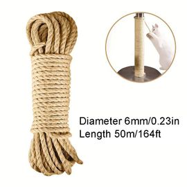 Corde À Gratter En Sisal Naturel De 33/66/164 Pieds Pour Chat,Arbre,Jouet À Faire Soi-Même,Protection Des Meubles,Griffe De Patte - Type 50m