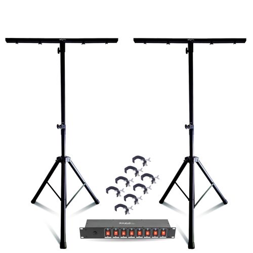 Pack Lumière 2 Pieds Mooving Light ML-SUPPORT-DJLIGHT - 8 Crochets SH2B - Dispatching 8 Voies - DJ soirée anniversaire