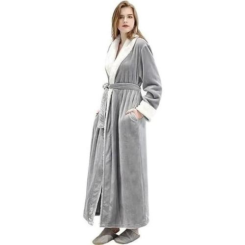 Longue Peignoir Femme Robe De Chambre Chaud Hiver Flanelle Peignoir De Bain - M-Pm1