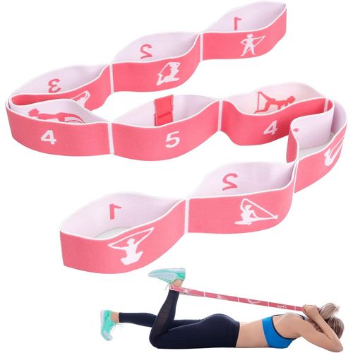 Sangles De Yoga Élastique Avec 9 Boucles Pour Pilates - Aqsacokiya -Fascias,Musculation,Étirement Du Corps,Ballet,Danse,Fitness