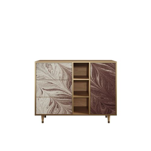 Ottohome Commode Buffet Cb2-318 Chêne 3 Tiroirs 1 Porte 125x48x97 ¿¿