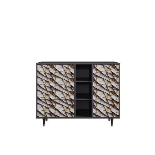 Ottohome Commode Buffet Cb2-319 Antracit 3 Tiroirs 1 Porte 125x48x97 ¿¿