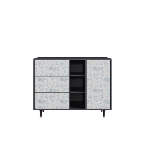 Ottohome Commode Buffet Cb2-320 Antracit 3 Tiroirs 1 Porte 125x48x97 ¿¿