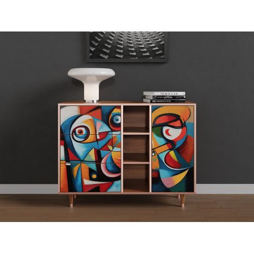 Ottohome Commode Buffet Cb2-323 Noyer 3 Tiroirs 1 Porte 125x48x97 ¿¿