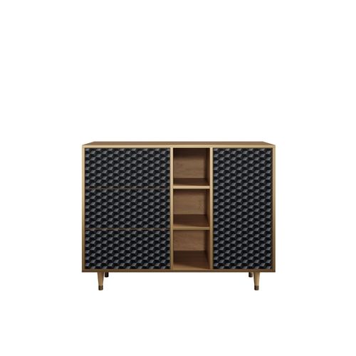 Ottohome Commode Buffet Cb2-315 Chêne 3 Tiroirs 1 Porte 125x48x97 ¿¿