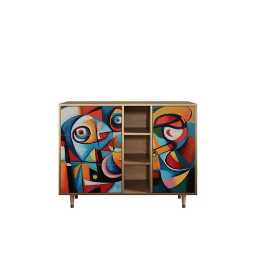 Ottohome Commode Buffet Cb2-323 Chêne 3 Tiroirs 1 Porte 125x48x97 ¿¿