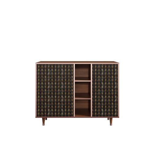Ottohome Commode Buffet Cb2-308 Noyer 3 Tiroirs 1 Porte 125x48x97 ¿¿