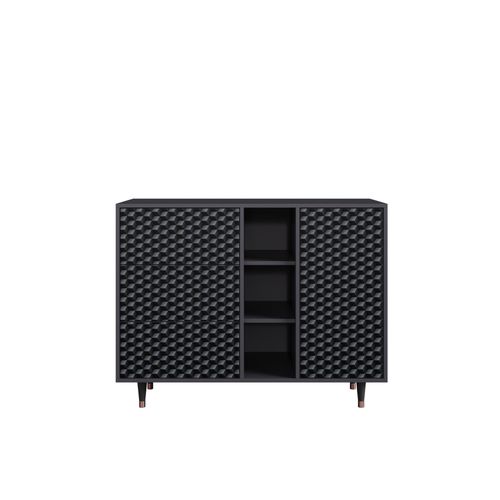 Ottohome Commode Buffet Cb2-315 Antracit 3 Tiroirs 1 Porte 125x48x97 ¿¿