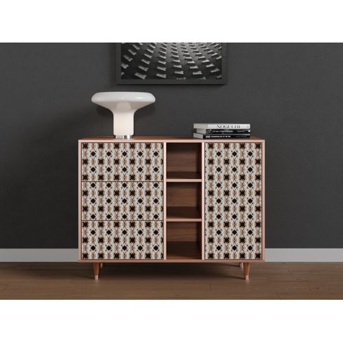 Ottohome Commode Buffet Cb2-314 Noyer 3 Tiroirs 1 Porte 125x48x97 ¿¿