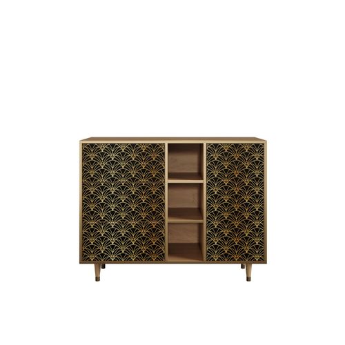 Ottohome Commode Buffet Cb2-303 Chêne 3 Tiroirs 1 Porte 125x48x97 ¿¿