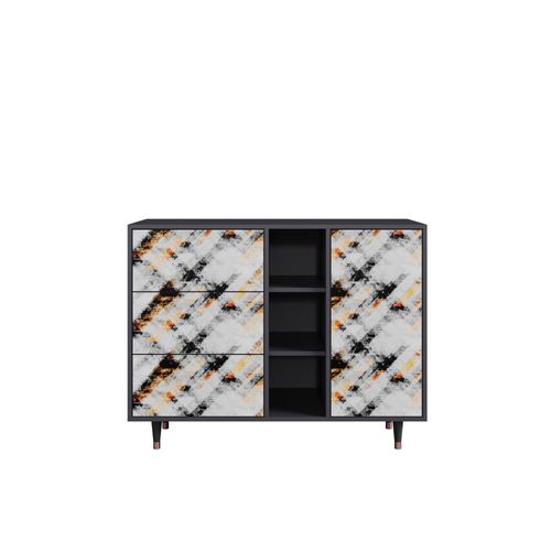 Ottohome Commode Buffet Cb2-302 Antracit 3 Tiroirs 1 Porte 125x48x97 ¿¿