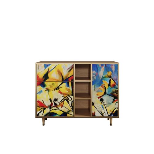 Ottohome Commode Buffet Cb2-310 Chêne 3 Tiroirs 1 Porte 125x48x97 ¿¿