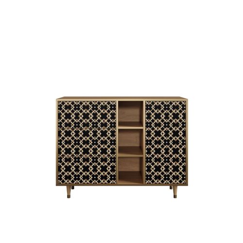 Ottohome Commode Buffet Cb2-313 Chêne 3 Tiroirs 1 Porte 125x48x97 ¿¿