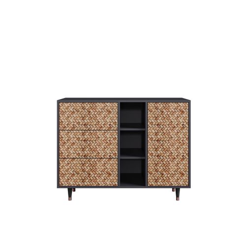 Ottohome Commode Buffet Cb2-311 Antracit 3 Tiroirs 1 Porte 125x48x97 ¿¿