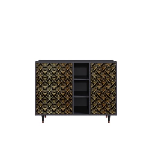 Ottohome Commode Buffet Cb2-303 Antracit 3 Tiroirs 1 Porte 125x48x97 ¿¿