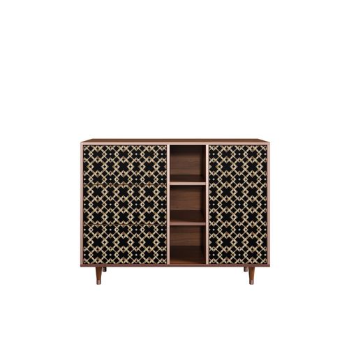 Ottohome Commode Buffet Cb2-313 Noyer 3 Tiroirs 1 Porte 125x48x97 ¿¿