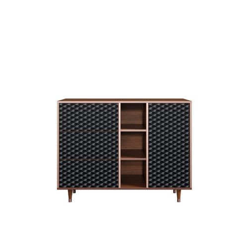 Ottohome Commode Buffet Cb2-315 Noyer 3 Tiroirs 1 Porte 125x48x97 ¿¿