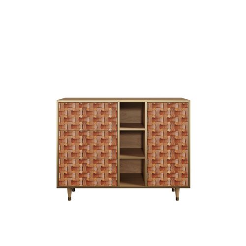 Ottohome Commode Buffet Cb2-304 Chêne 3 Tiroirs 1 Porte 125x48x97 ¿¿