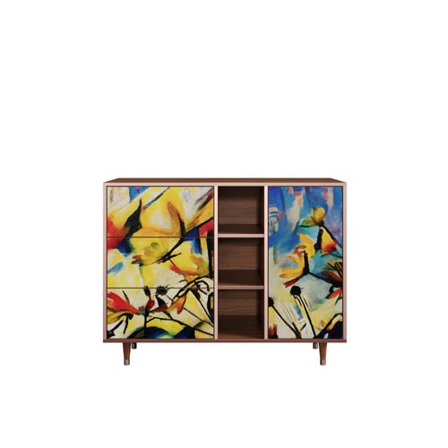 Ottohome Commode Buffet Cb2-310 Noyer 3 Tiroirs 1 Porte 125x48x97 ¿¿