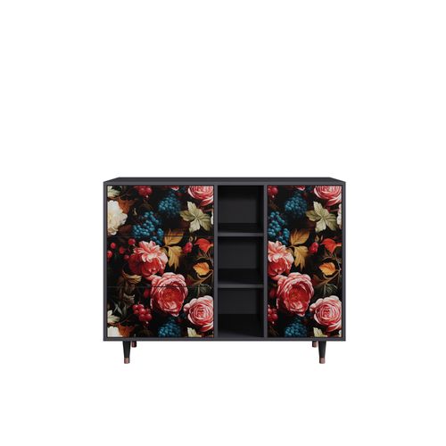 Ottohome Commode Buffet Cb2-324 Antracit 3 Tiroirs 1 Porte 125x48x97 ¿¿