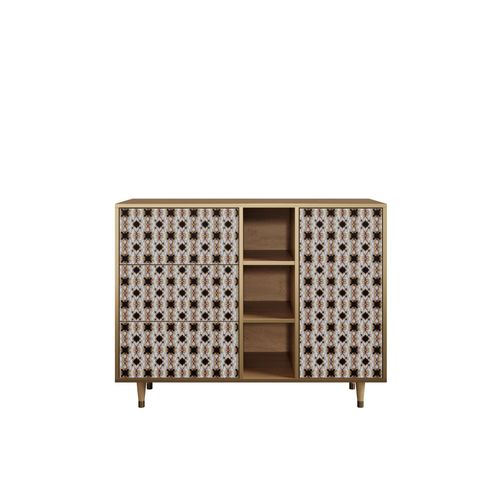 Ottohome Commode Buffet Cb2-314 Chêne 3 Tiroirs 1 Porte 125x48x97 ¿¿