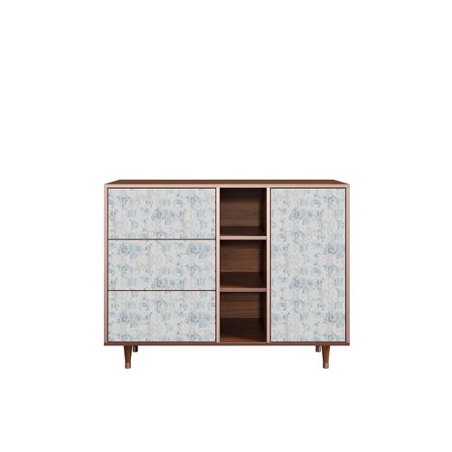 Ottohome Commode Buffet Cb2-320 Noyer 3 Tiroirs 1 Porte 125x48x97 ¿¿