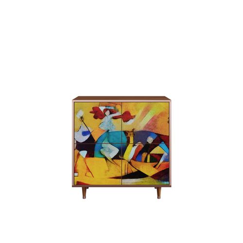Ottohome Commode Buffet Cb3-306 Noyer 4 Portes 94x48x97 ¿¿